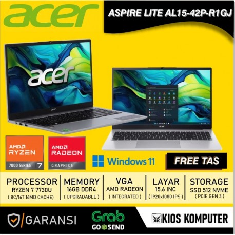 ACER ASPIRE LITE (AL15-42P-R1GJ) RYZEN 7 7730U 16GB DDR4 512GB NVME 15.6 INCH FHD W11 RS(2THN) BP