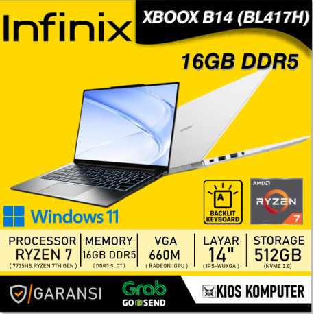 INFINIX XBOOK B14 (B41A7H) RYZEN 7 7735HS 16GB DDR5 512GB NVME 14INCH IPS WUXGA