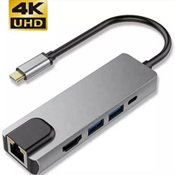 CONVERTER TYPE C TO HDTV 5 IN 1 ( LAN + TYPE C + USB 3.0 / 2.0 + HDMI )