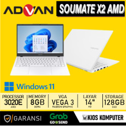 LAPTOP ADVAN SOULMATE X2 AMD 3020E 8GB DDR4 128GB SSD RADEON VEGA 3 14 INCH FHD