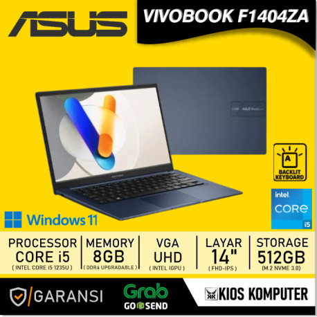 ASUS VIVOBOOK F1404ZA TS52 INTEL CORE I5 1235U 8GB DDR 4 512GB 14INCH FHD IPS