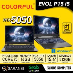 LAPTOP GAMING COLORFUL EVOL P15 23-HE55D I5-12450H 16GB DDR5 512GB SSD NVME RTX4050 6GB 15.6" FHD 144Hz 100% sRGB W11