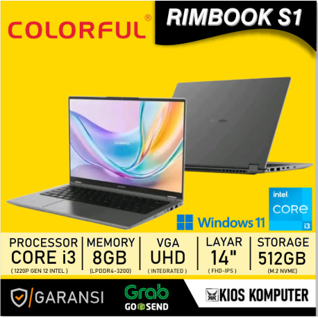 COLORFULL RIMBOOK S1 INTEL CORE I3 1220P 8GB LPDDR4 512GB NVME 14 INCH FHD IPS