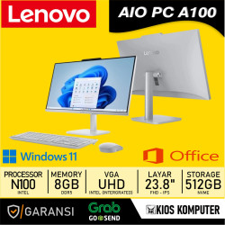 LENOVO AIO PC A100 INTEL N100 8GB DDR5 512GB SSD NVME 23.8" FHD IPS 250nits INTEL UHD GRAPHICS W11 (F0JN00-11iD)