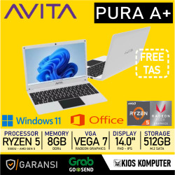 LAPTOP AVITA PURA A+ AMD RYZEN 5 5500U 8GB 512GB W11 14" FHD GARANSI RESMI
