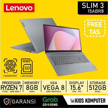 LENOVO IDEAPAD SLIM 3 15ABR8 RYZEN 7-7730U 8GB DDR4 512GB NVME 15.6" FHD IPS W11