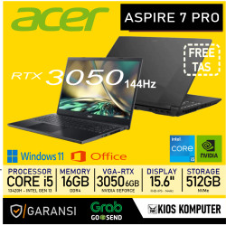 LAPTOP ACER ASPIRE 7 PRO (A715-59G-516G) CORE I5-13420H 16GB DDR4 RTX 3050 6GB 512GB NVME 15.6INCH FHD IPS 144HZ RS (2THN)