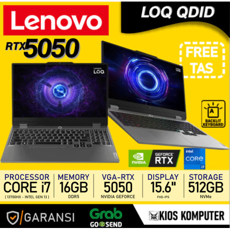 LAPTOP LENOVO LOQ QDID INTEL CORE I7 13700HX RTX 5050 8GB 16GB 512GB 15.6INCH IPS W11 OHS RS (2 THN)