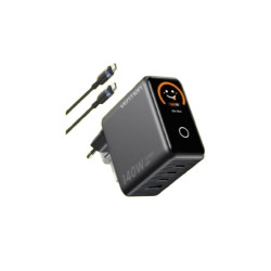 VENTION CHARGER ADAPTOR DASH PRO 5A 140W PD SMART TFT LED + KABEL TYPE-C 240W 1M
