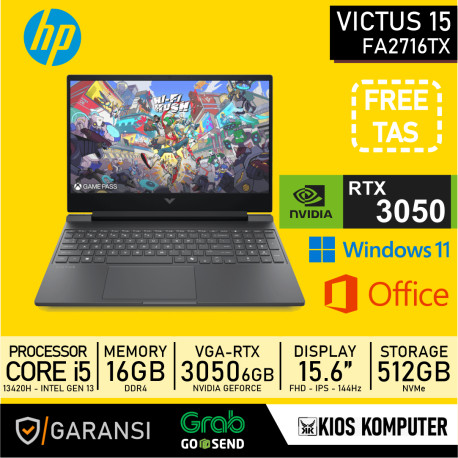 HP VICTUS 15 FA2716TX CORE i5-13420H 16GB DDR4 512GB NVMe RTX 3050 6GB 15.6" FHD IPS 144Hz W11 OHS