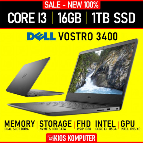 Dell Vostro 14 3400 (P132G) Core i3 1115G4 8GB 256+1TB SSD Nvme 14in FHD