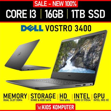 Dell Vostro 14 3400 (P132G) Core i3 1115G4 8GB 256+1TB SSD Nvme 14in FHD