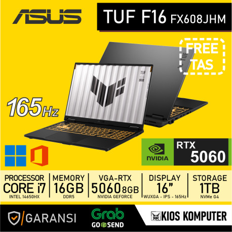 ASUS TUF F16 CORE i7-14650HX 16GB DDR5 1TB NVMe G4 RTX 5060-8GB 16" WUXGA IPS 165Hz sRGB W11 Office