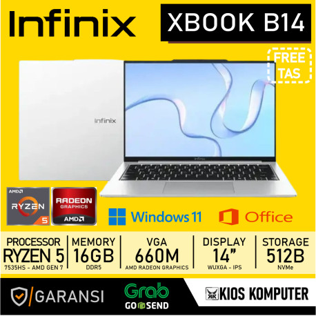 INFINIX XBOOK B14 RYZEN 5 7535HS 16GB DDR5 512GB SSD NVMe 14 INC WUXGA IPS W11