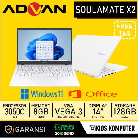 ADVAN SOULMATE X2 AMD ATHLON 3050C 8GB DDR4 128GB SSD SATA 14 INCH W11