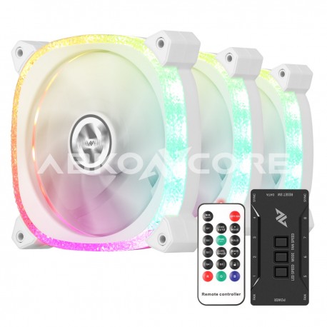 ABKONCORE SPECTRUM CF120 3IN1 ARGB CRYSTAL WHITE FAN 12CM