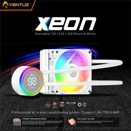 CPU COOLER VENTUZ XEON CHROMA TEMP 1700 ARGB 120 WHITE