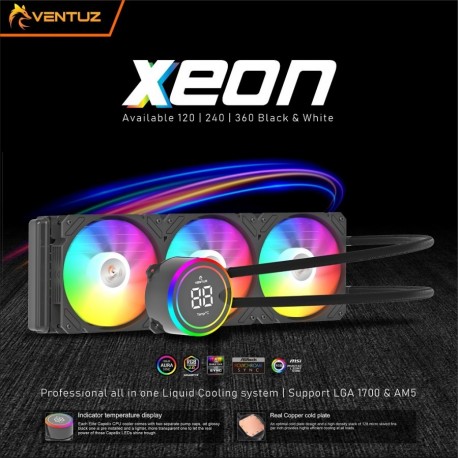 CPU COOLER VENTUZ XEON CHROMA TEMP 1700 ARGB 360 BLACK