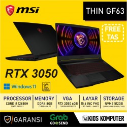 MSI THIN GF63 CORE I7 12650H 8GB RAM 512GB NVME RTX 3050 6GB 15.6 INC FHD W11